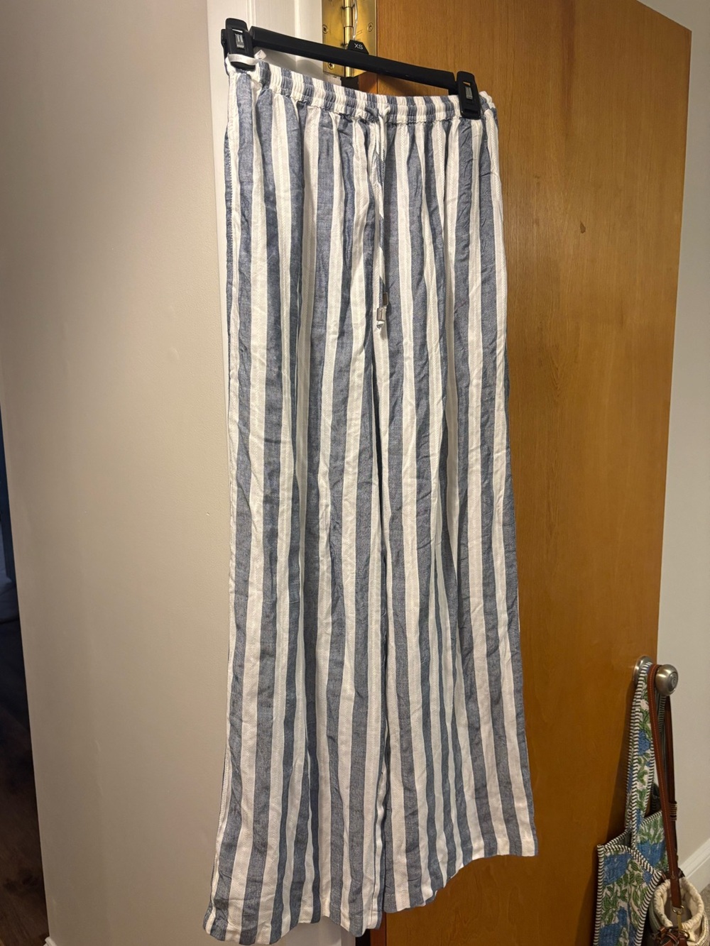 blue island Blue and White Vertical Stripe Chinos